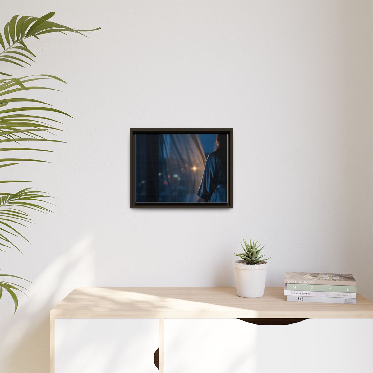 Matte Canvas, Framed - Nocturnal Solitude Silhouette —... |...