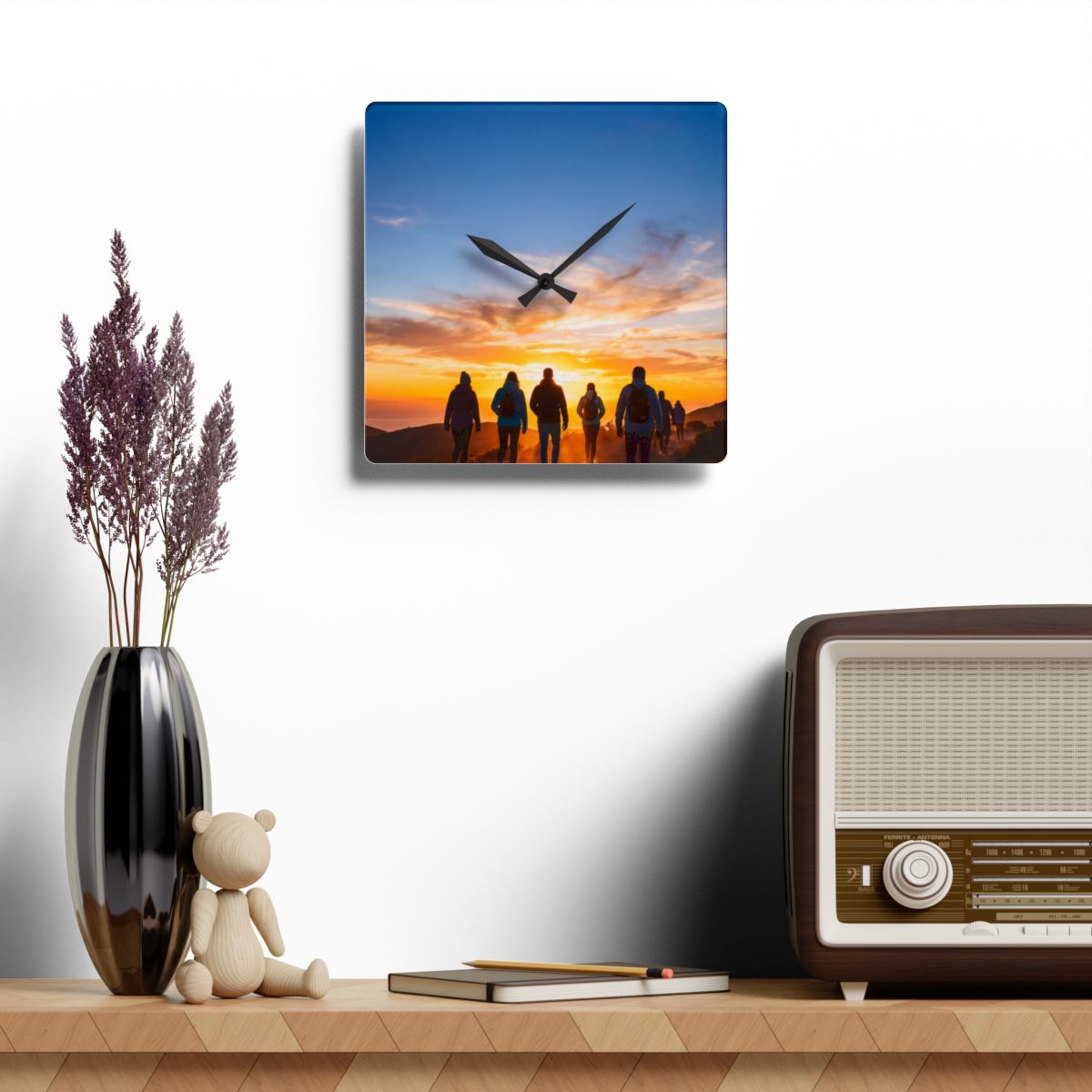 Acrylic Wall Clock - Sunset Horizon