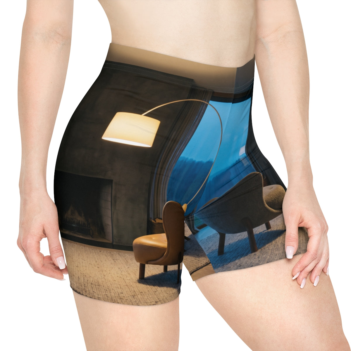 Women's Biker Shorts with Twilight Hearth Art