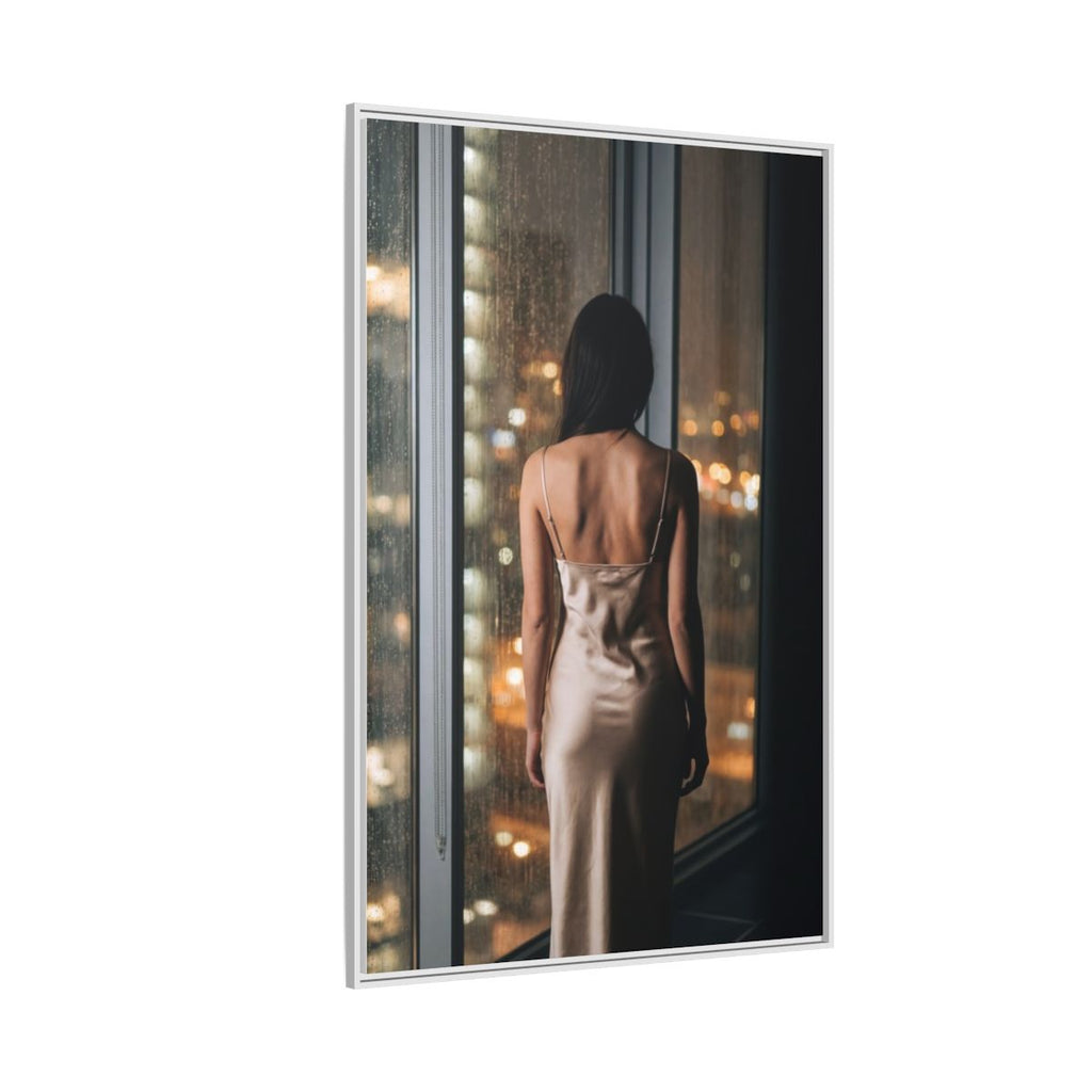 Matte Canvas, Framed - Rainy City lights Glow — White / 1.25" (8×10, 9×12, 11×14, 12×16, 10×20, 12×18, 16×20, 16×24, 18×24, 12×36, 20×24, 16×32, 20×30, 24×30, 24×32, 16×48, 24×36, 24×48, 30×40, 20×60, 32×48, 30×60 & 40×60)