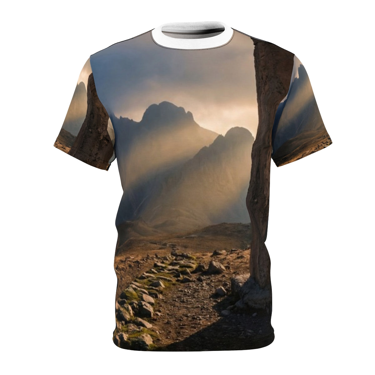 Men's Unisex Cut & Sew Tee - Ancient Stone Column Mountain...