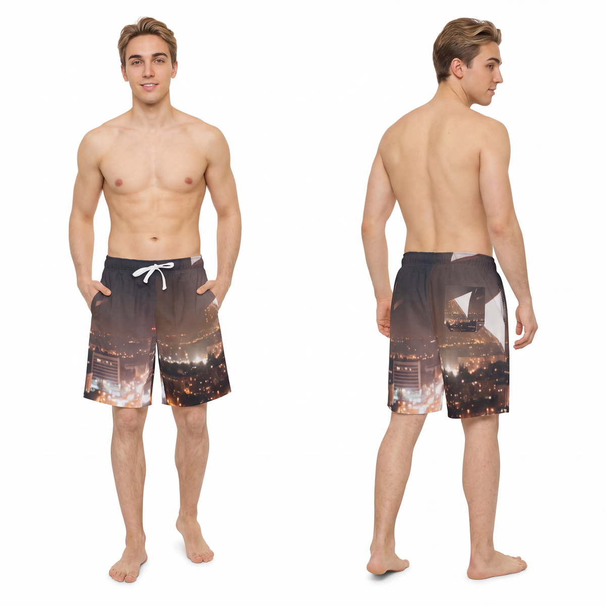 Men's Athletic Long Shorts - Midnight City lights | Echovira...