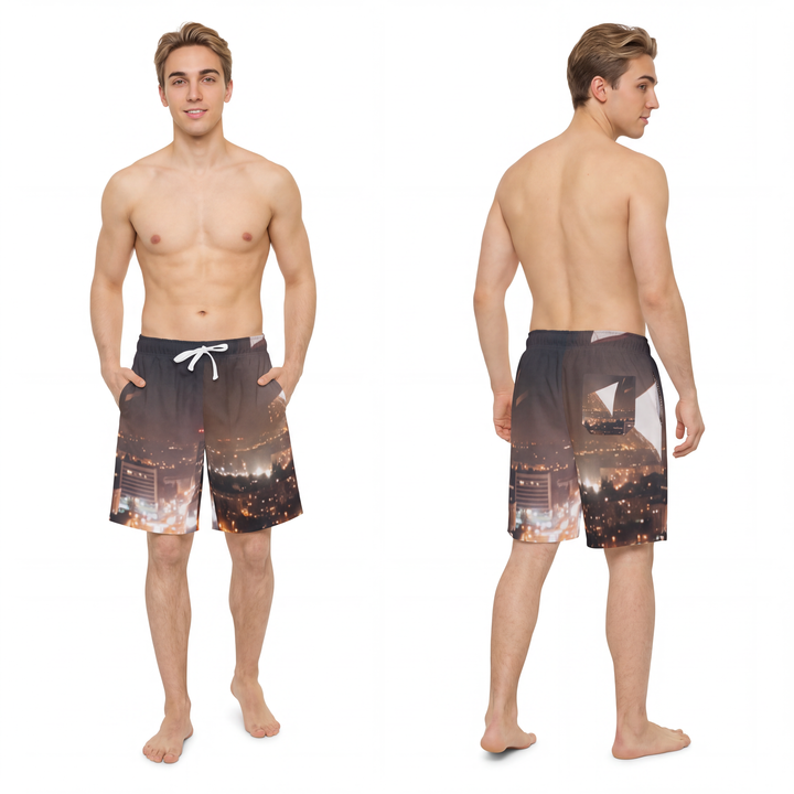 Men's Athletic Long Shorts - Midnight City lights
