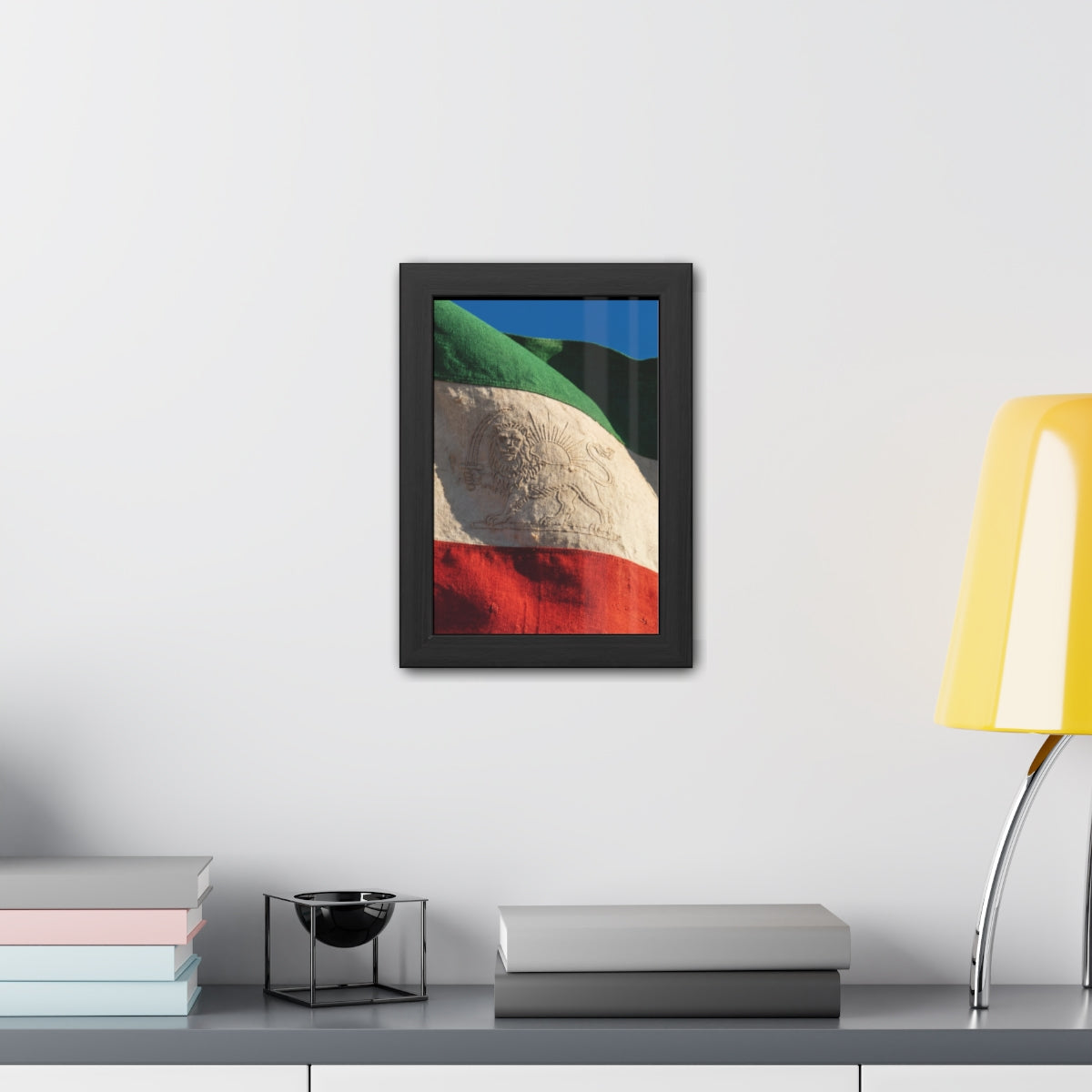 Framed Posters - Vintage Persian Lion and Sun Heritage Flag...