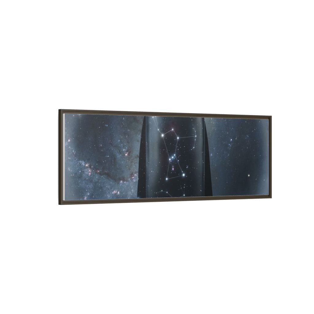 Framed Matte Canvas - Cosmic Sentinel — Espresso / 1.25" (10×8, 12×9, 14×11, 16×12, 20×10, 18×12, 20×16, 24×16, 24×18, 36×12, 24×20, 32×16, 30×20, 30×24, 32×24, 48×16, 36×24, 48×24, 40×30, 60×20, 48×32, 60×30 & 60×40)