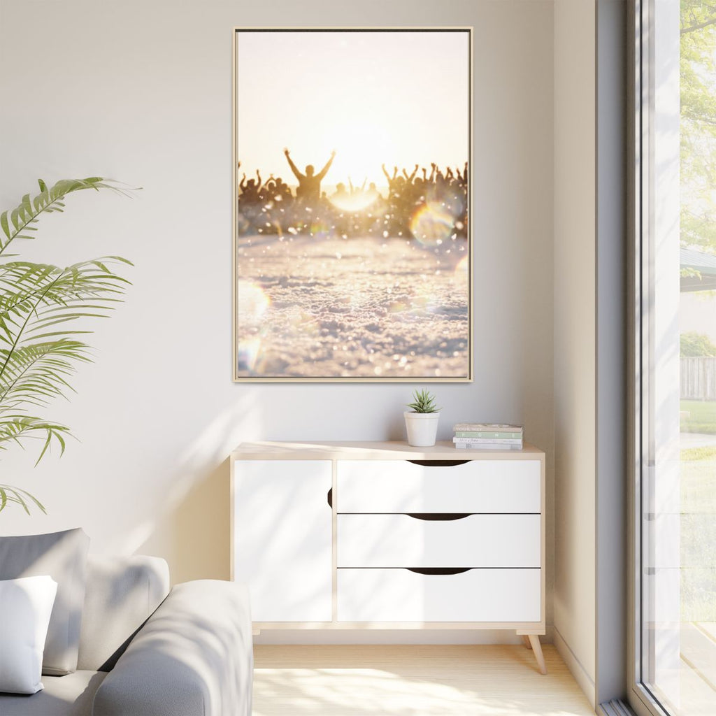 Portrait Natural Frame Matte Canvas Golden Crowd