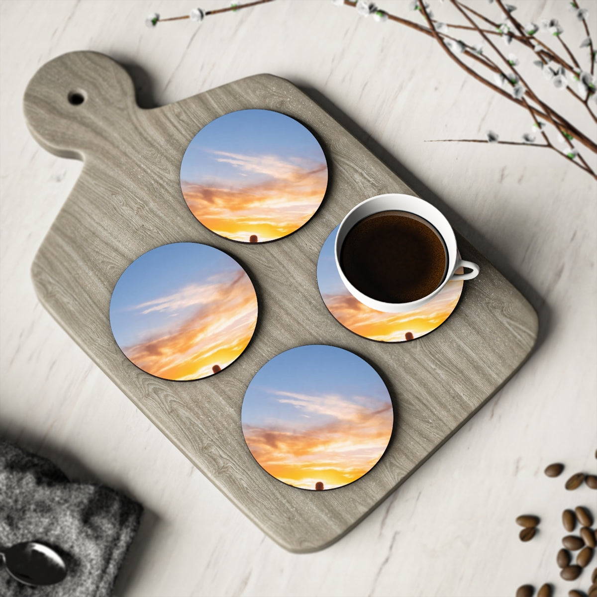 Drink Coasters - Sunset Ridge Horizon (1 & 4 pcs) | Echovira...