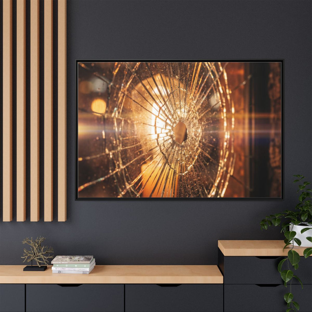 Matte Canvas, Framed - Fractured Light Shattered Glass Art —...