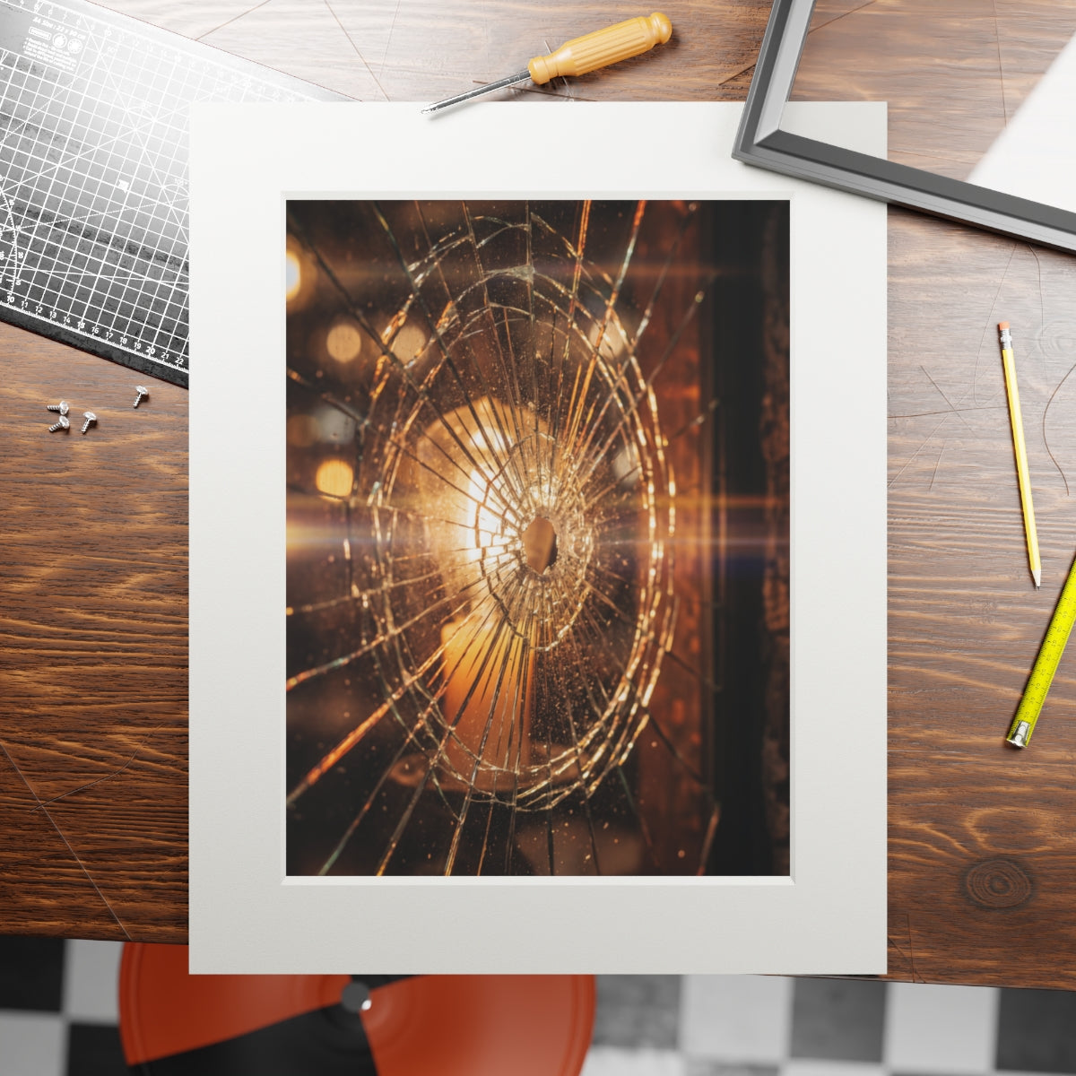 Fine Art Prints - Golden Fracture Shattered Glass Art —... |...