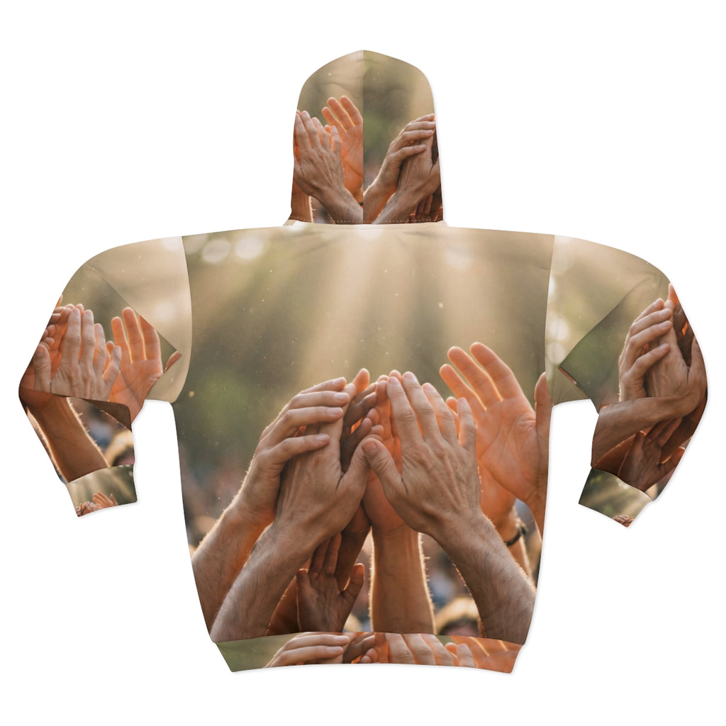 Men's Unisex Zip Hoodie - Golden Rays of Unity Wall Art |...