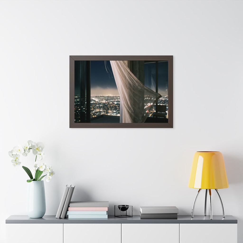 Framed Horizontal Poster - Skyline Serenity — Walnut (14×11...