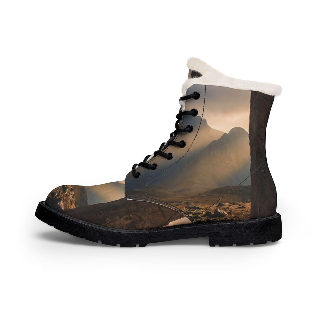 Women's Fur and Leather Boots - Mystic Monolith Ancient... |...