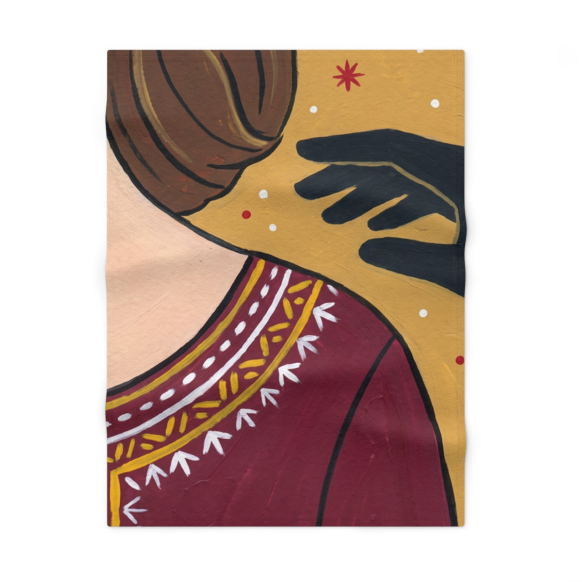 Folk Art Baby Blanket with Star Motifs