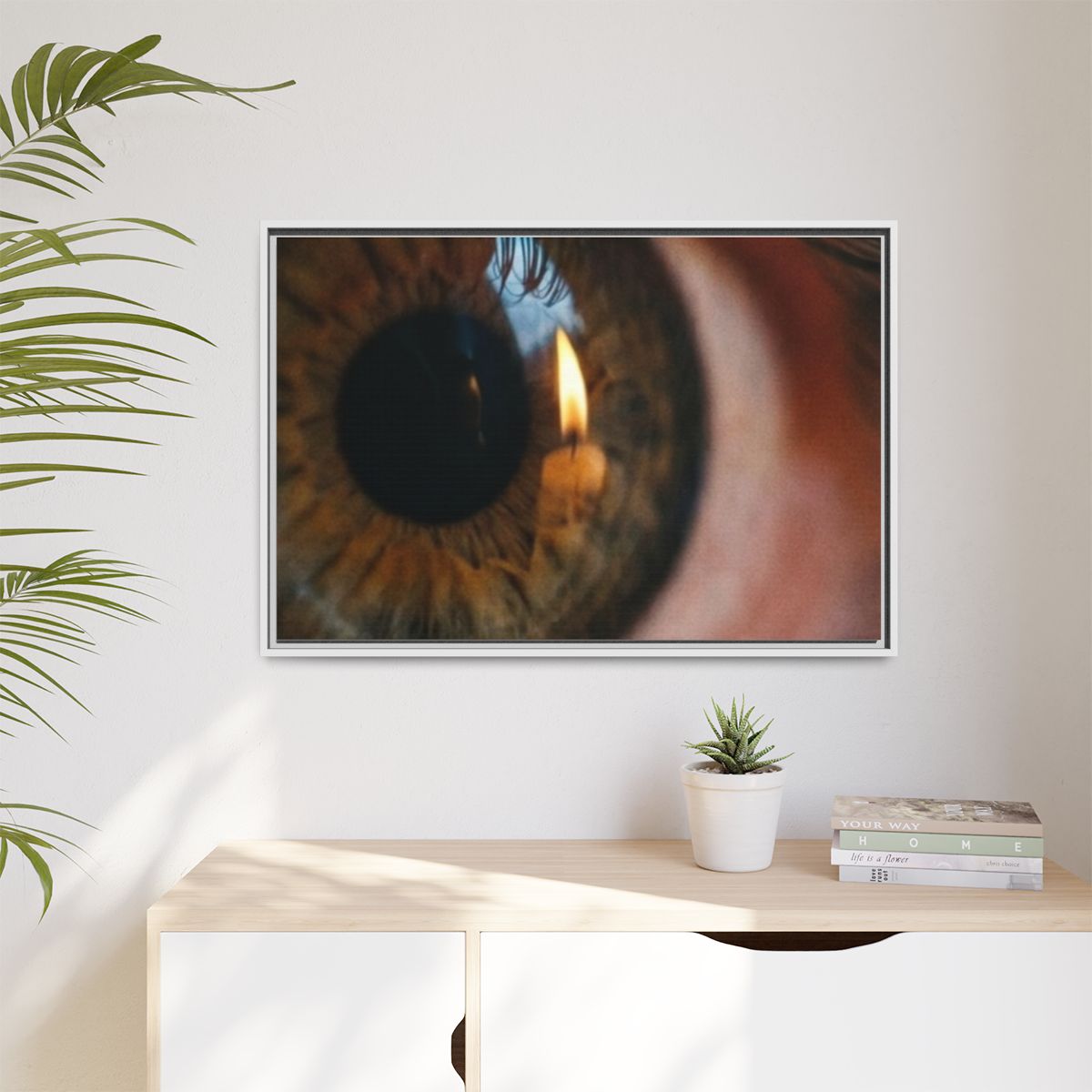 Matte Canvas, Framed - Amber Iris Reflection Fine Art Print...