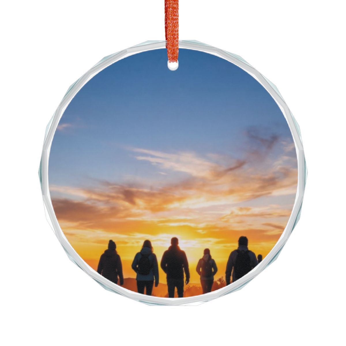 Crystal Glass Ornament - Golden Hour Sunset Hike - Mystic......