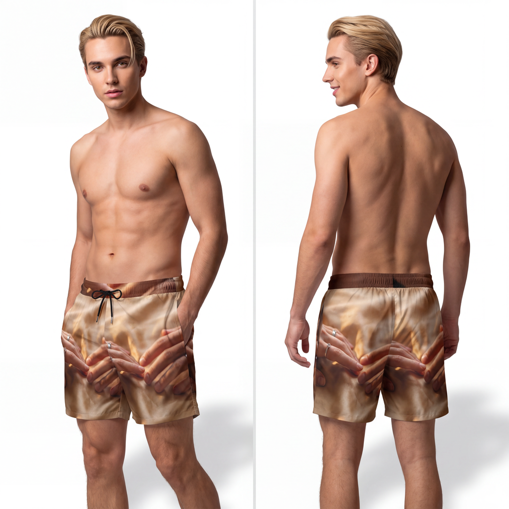 Men's Mid-Length Swim Shorts - Golden Sunset | Echovira...