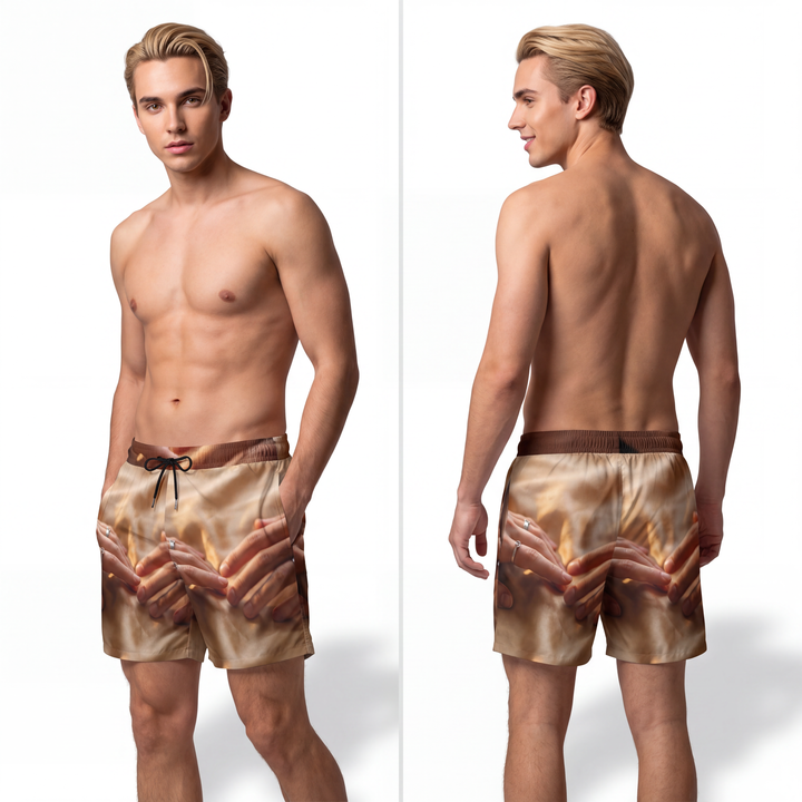 Men's Mid-Length Swim Shorts - Golden Sunset