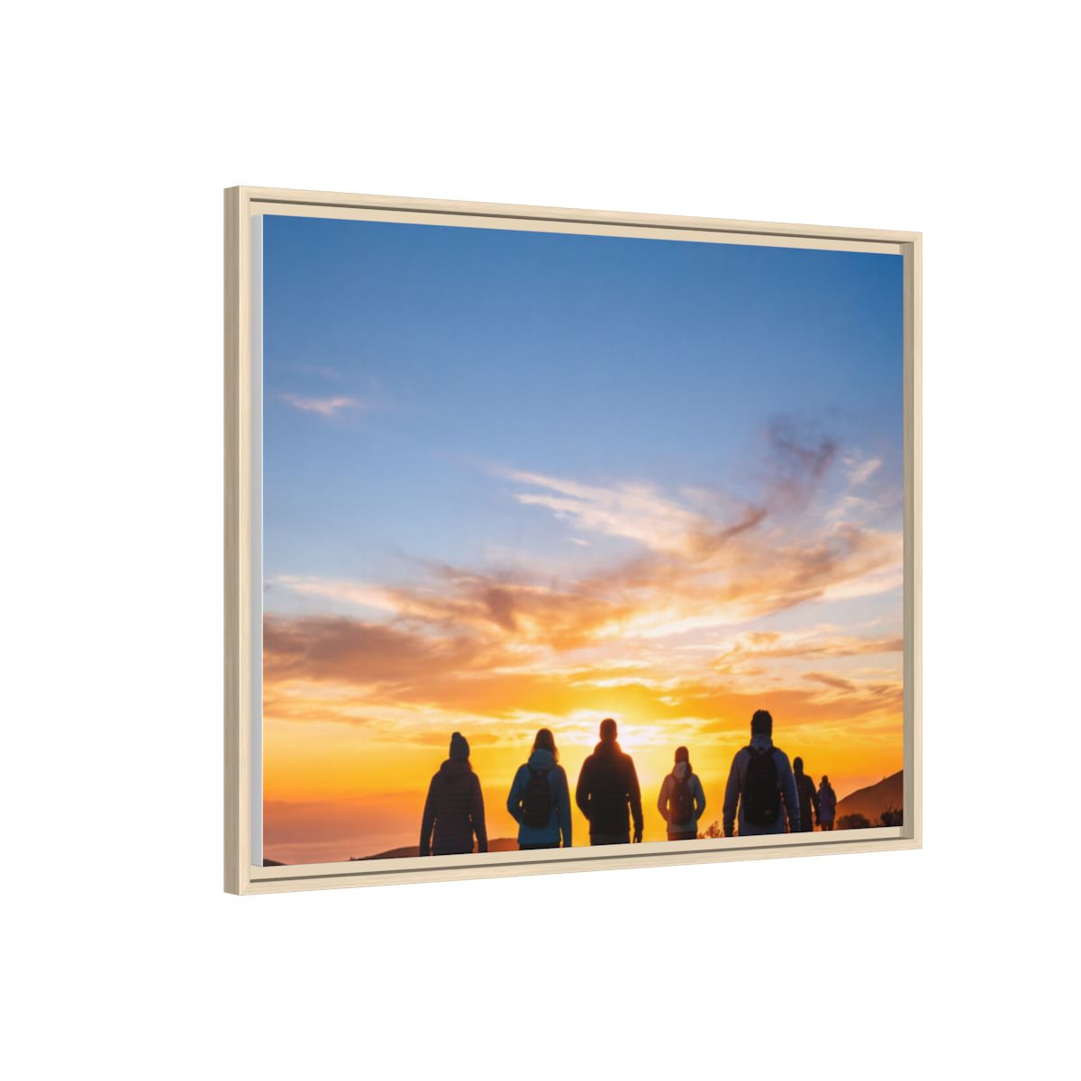 Framed Canvas - Sunset Silhouette — Natural / 1.25"