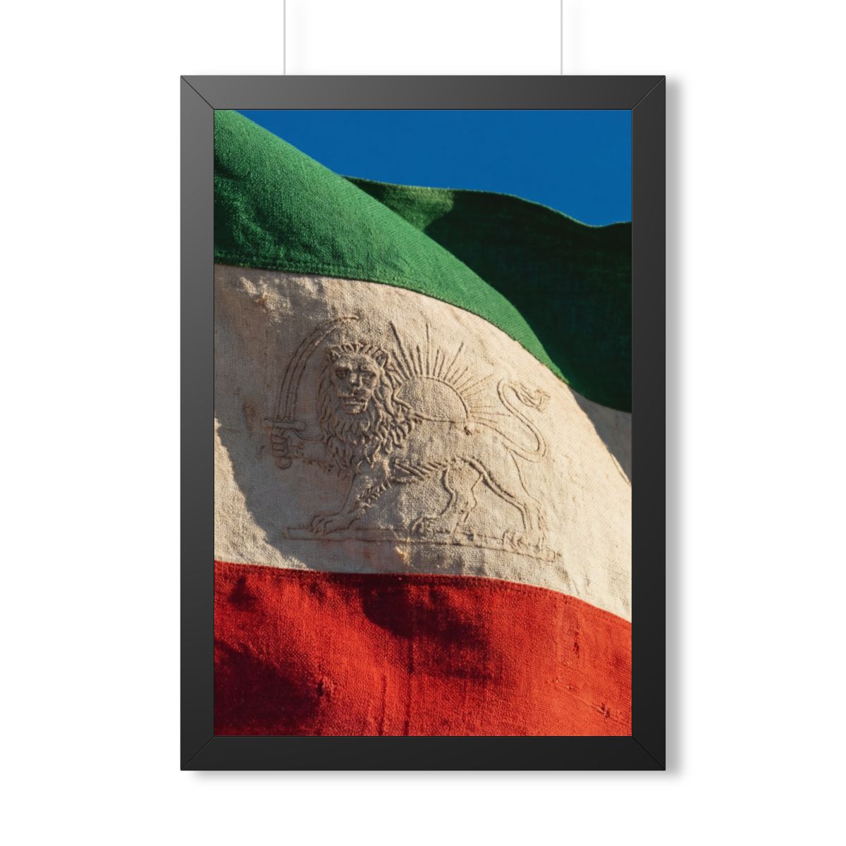 Framed Vertical Poster - Vintage Persian Lion and Sun Flag...