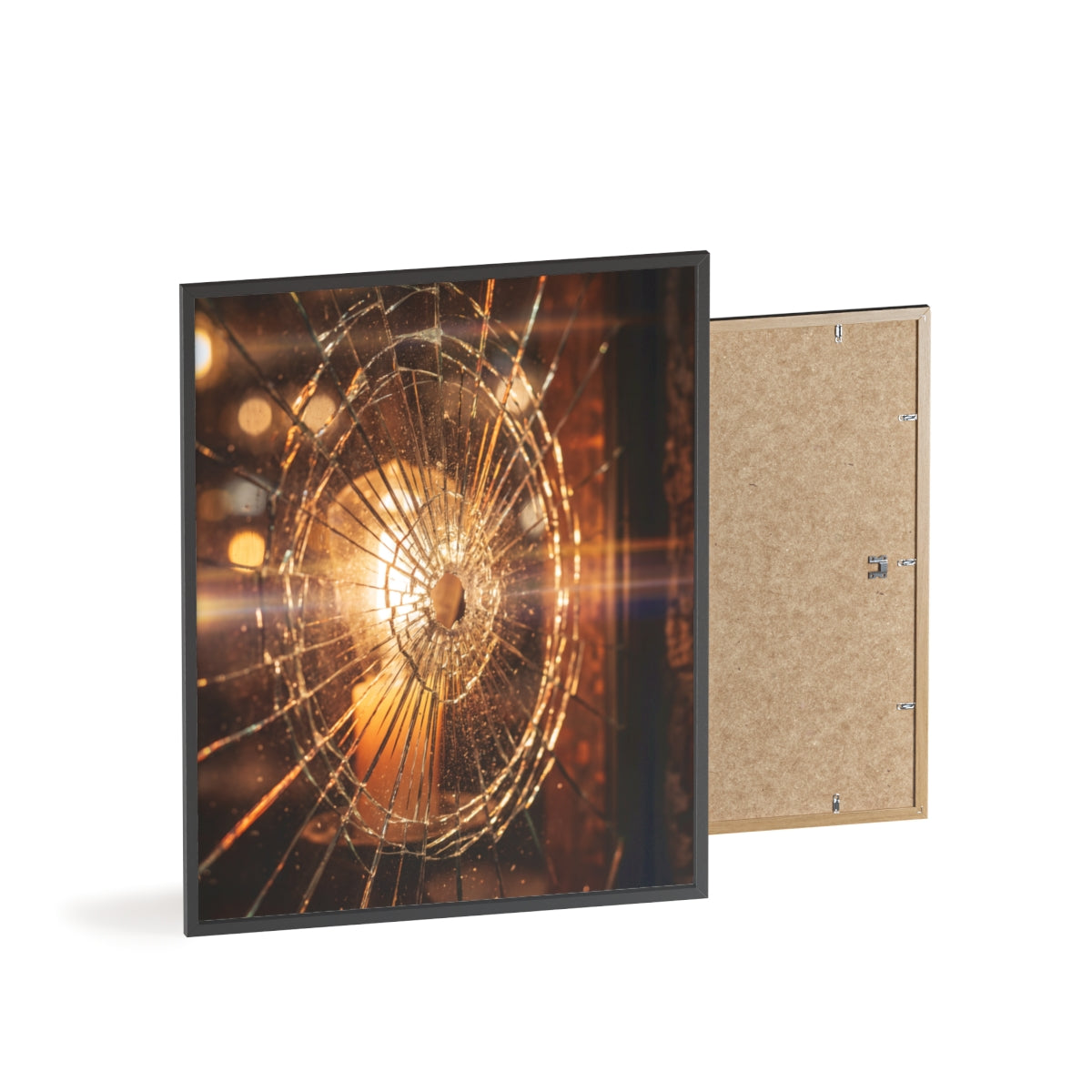 Wood Framed Poster - Cinematic Fracture — Portrait