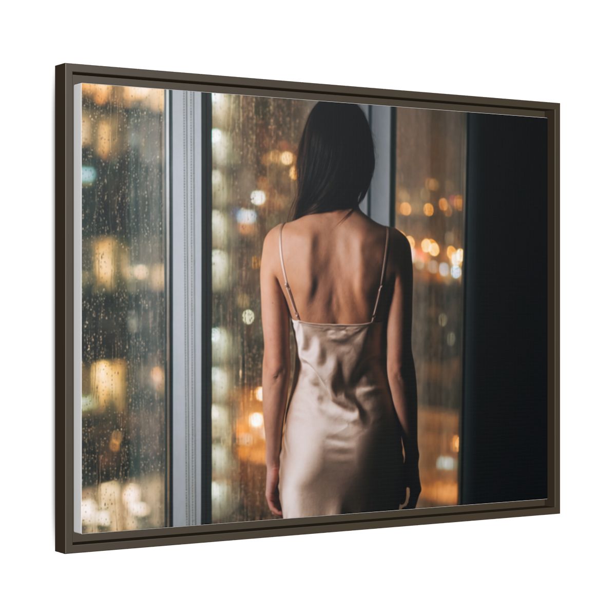 Framed Canvas - Midnight Rain Masterpiece — Espresso / 1.25"