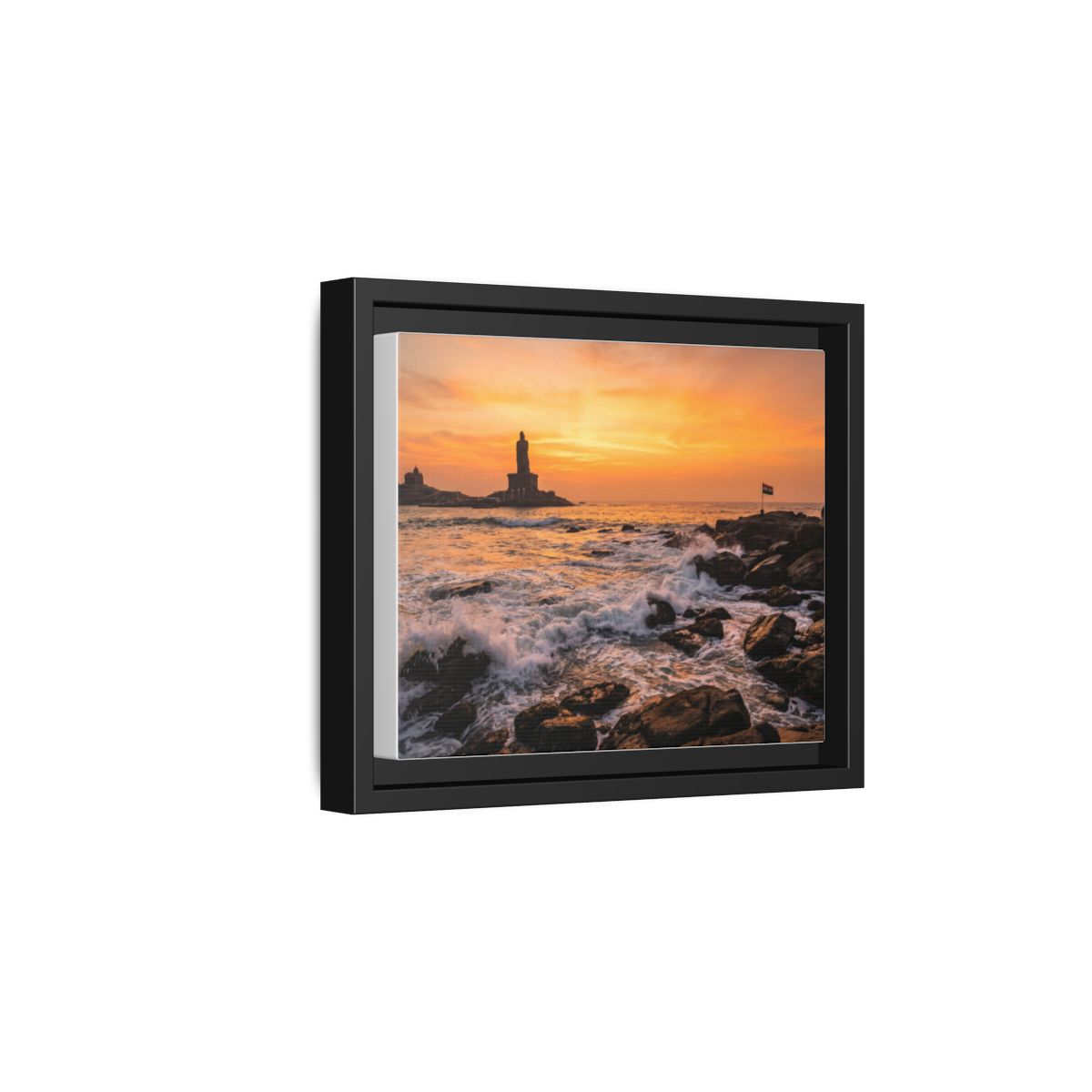 Framed Canvas - Golden Coast Dawn — Black / 1.25"