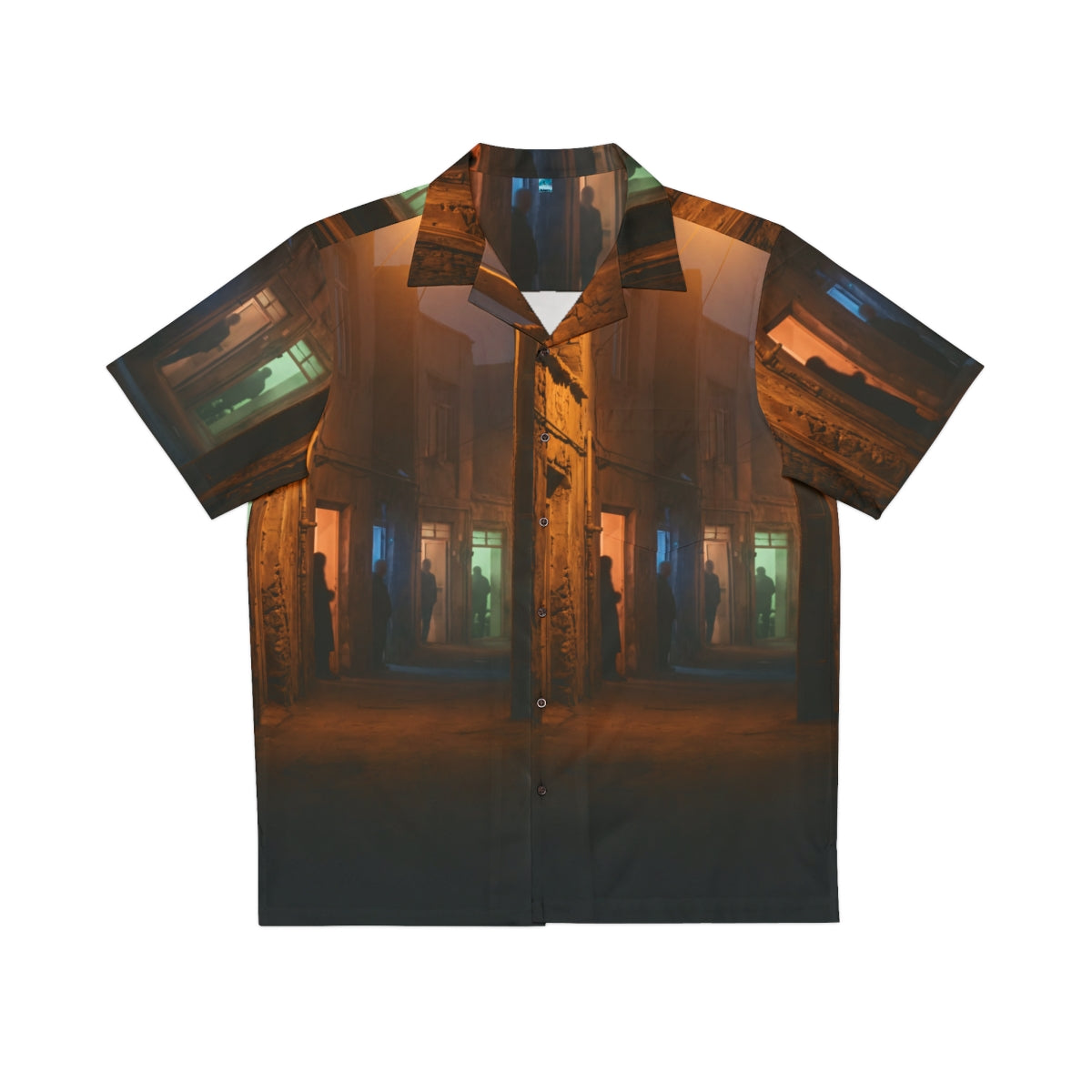 Men's Hawaiian Shirt - Shadowed Alleyway Mystery Art Print |...