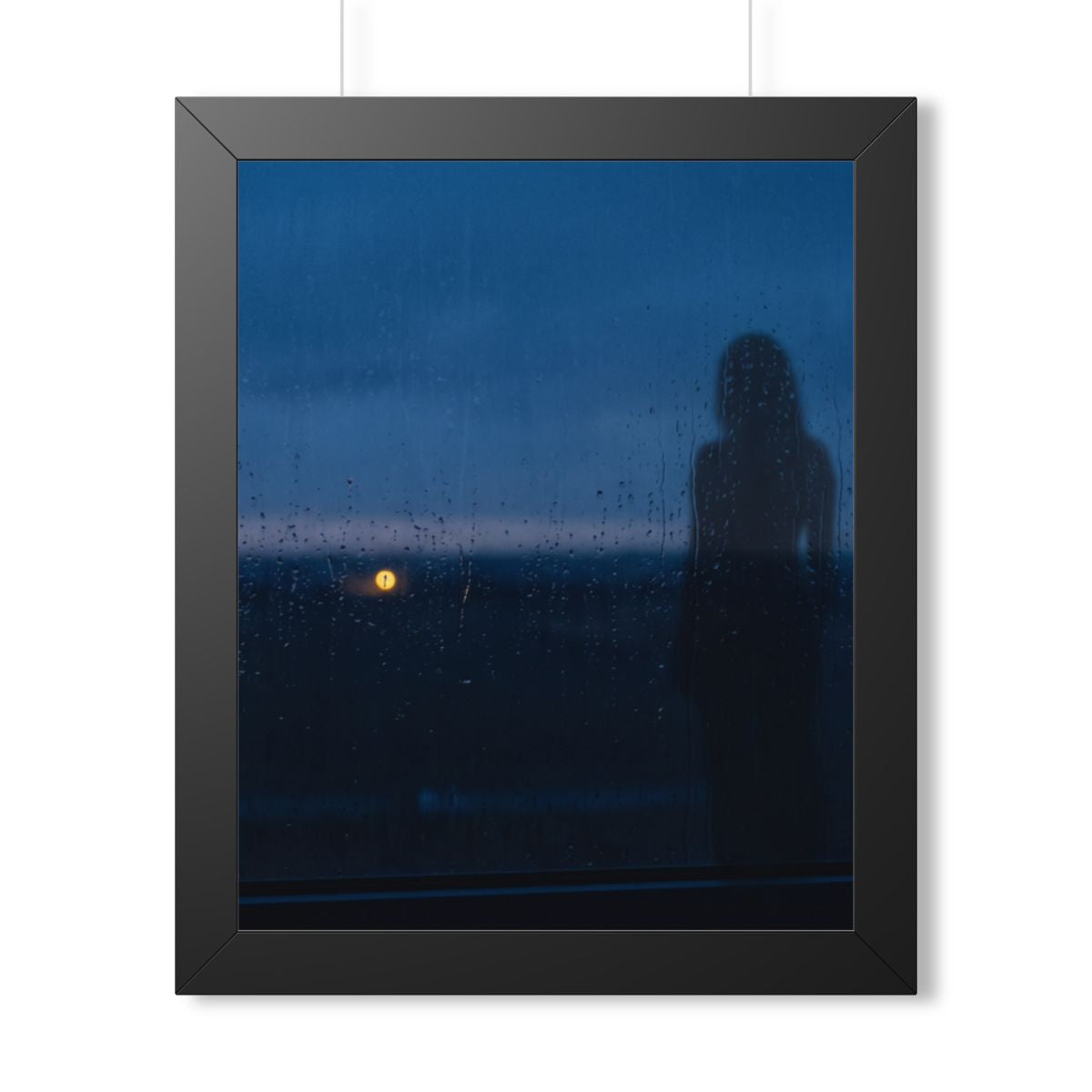 Framed Vertical Poster - Rainy Dusk Silhouette — Black... |...