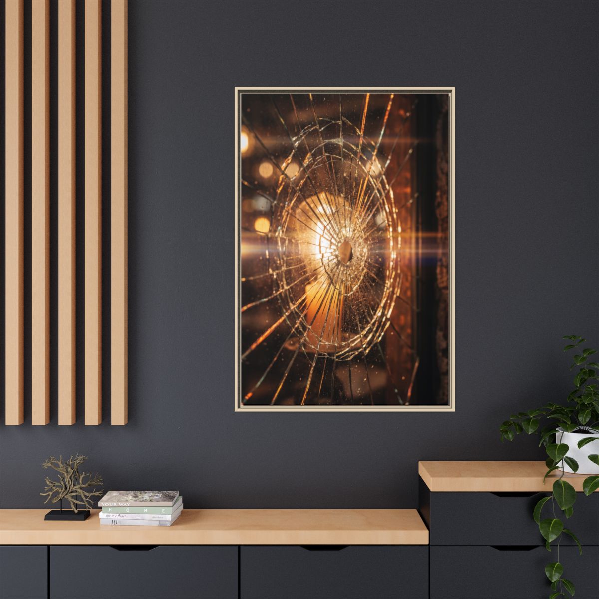 Framed Matte Canvas - Shattered Glass — Natural / 1.25"