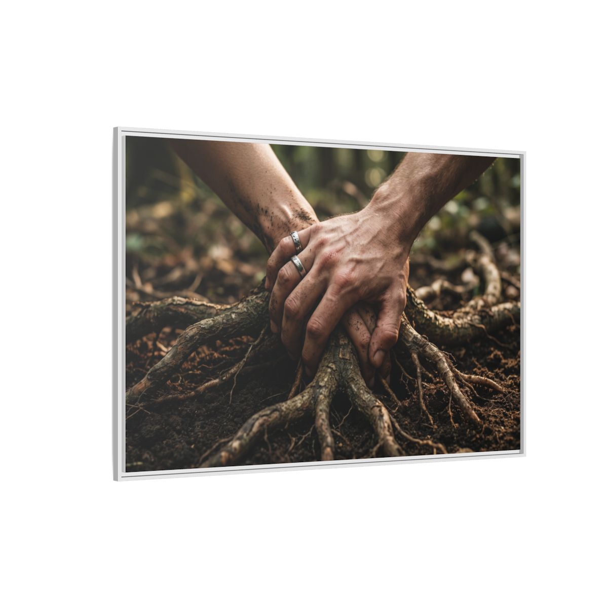 Framed Forest Roots Canvas Art with White Frame