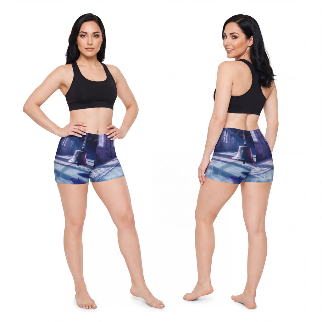 Women's Shorts with Gothic Bell Art