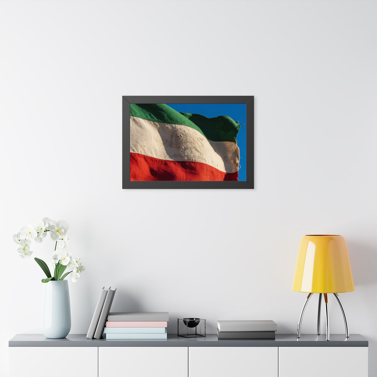 Framed Horizontal Poster - Vintage Persian Lion and Sun Flag...