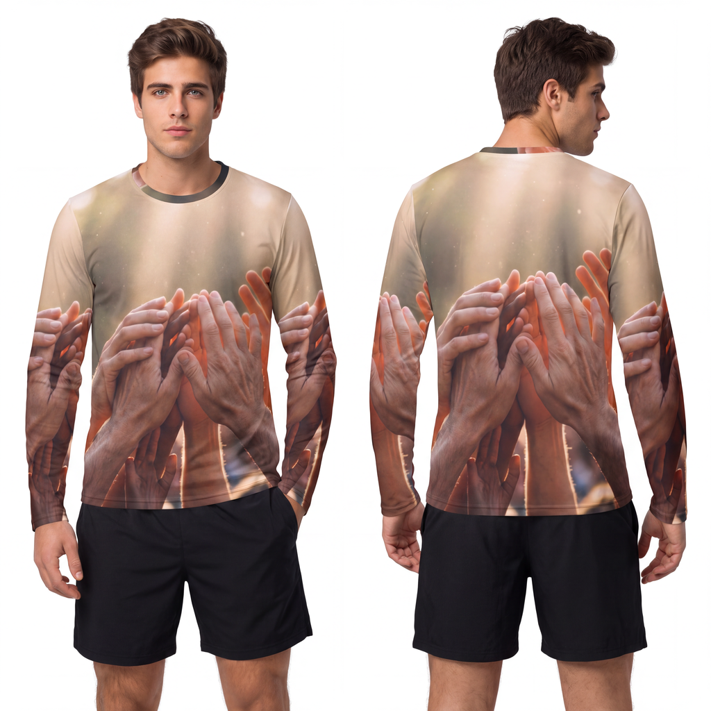 Men's Long Sleeve Shirt - Golden Rays of Unity Wall Art |...