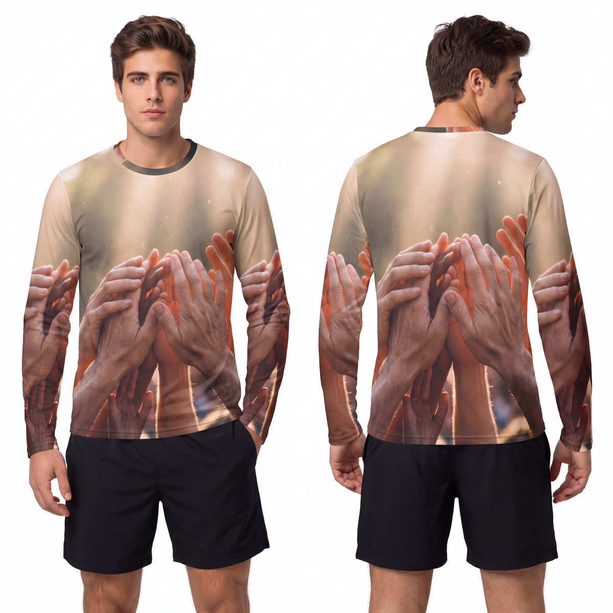 Men's Long Sleeve Shirt - Golden Rays of Unity Wall Art |...