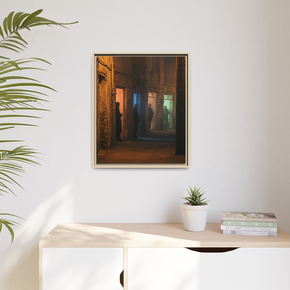 Matte Canvas, Framed - Shadowed Alleyway Mystery Art Print...