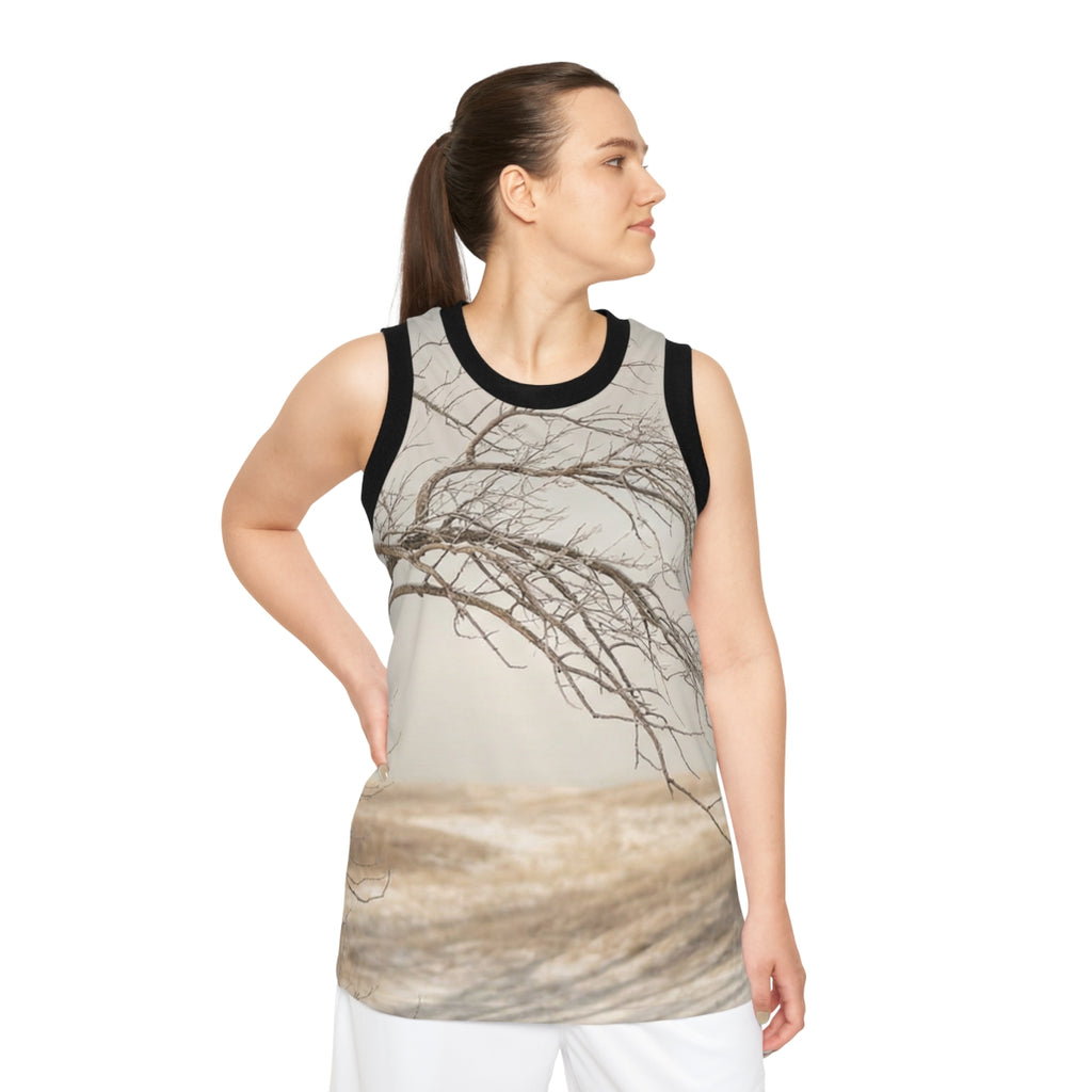 Unisex Basketball Jersey - Winter Branch Solitude Landscape...