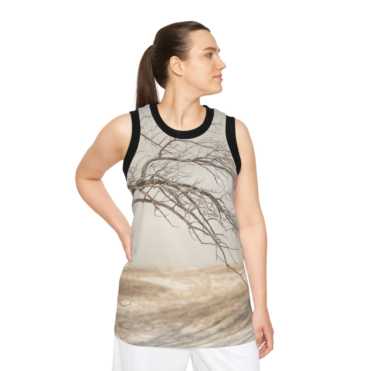 Unisex Basketball Jersey - Winter Branch Solitude Landscape...