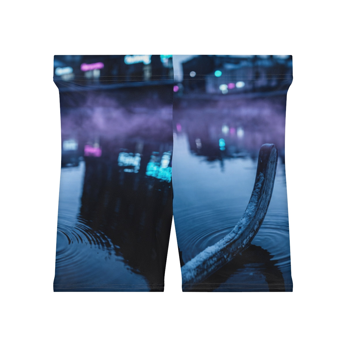 Women's Biker Shorts - Neon Canal Nocturne | Echovira...