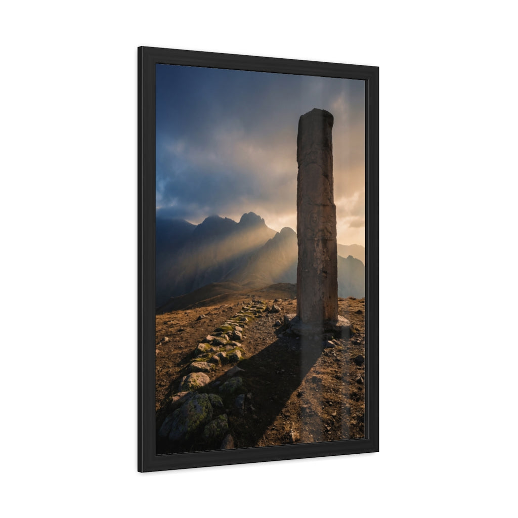 Framed Poster - Ancient Lion & Sun — Portrait