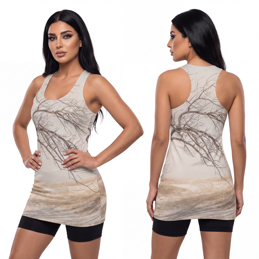 Women's Cut & Sew Racerback Dress - Winter Branch Solitude...