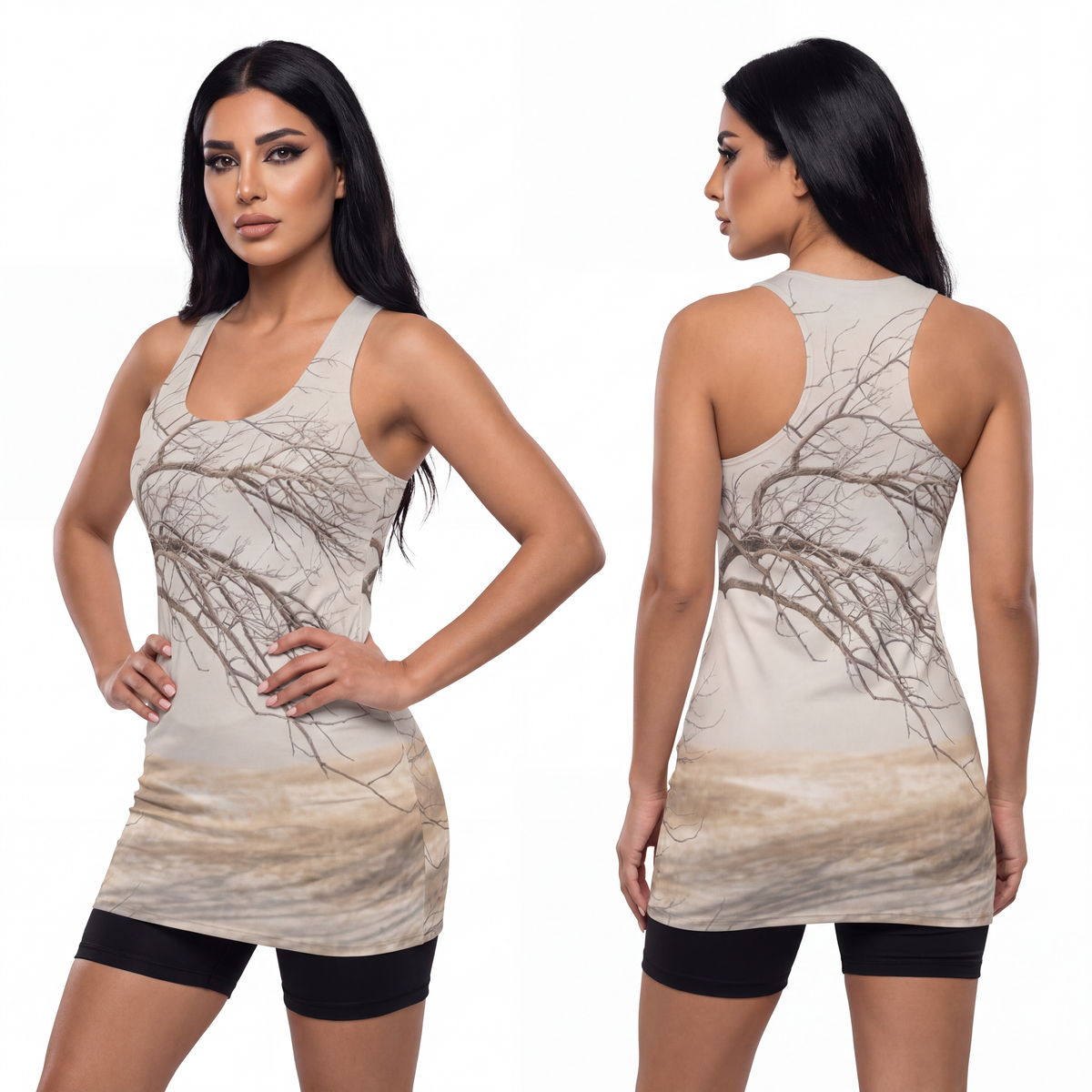 Women's Cut & Sew Racerback Dress - Winter Branch Solitude...