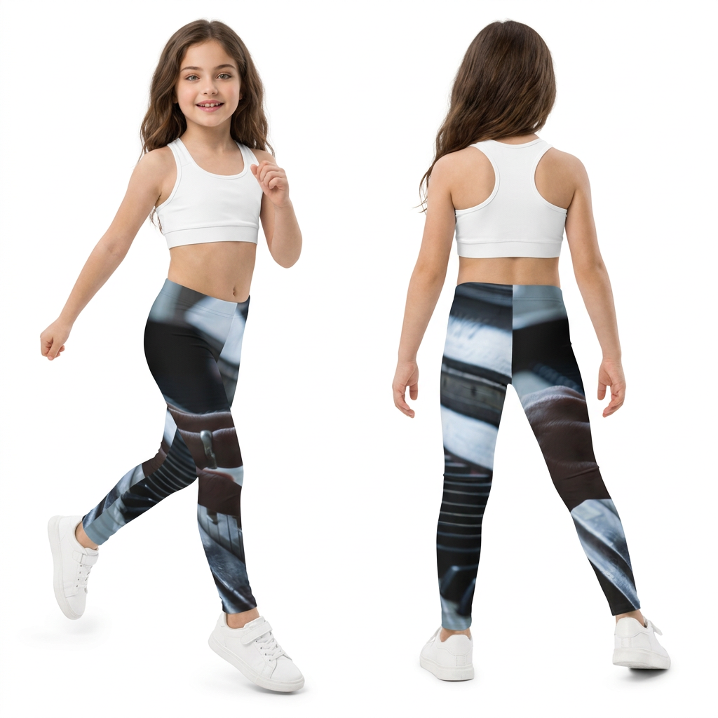 Kids Leggings with Piano Keys Art
