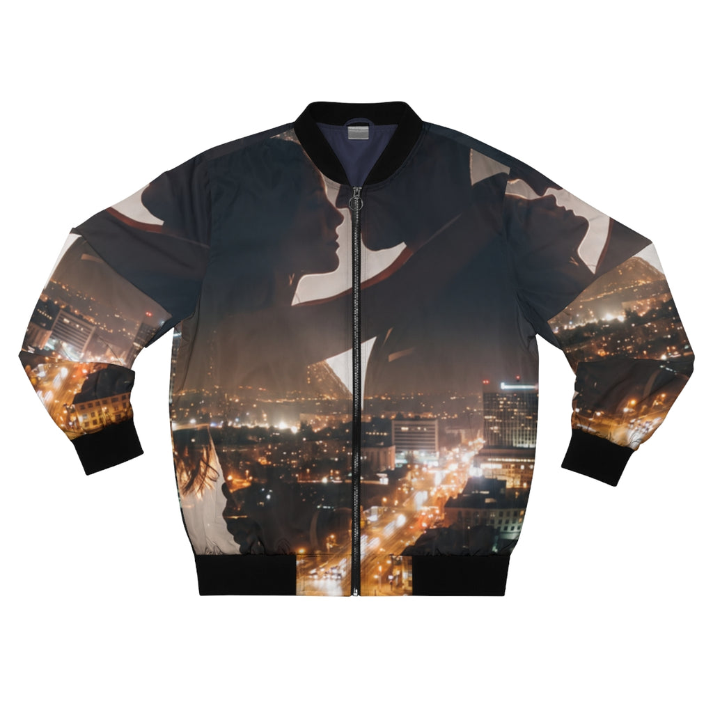 Men's Bomber Jacket - Midnight City Skyline | Echovira...