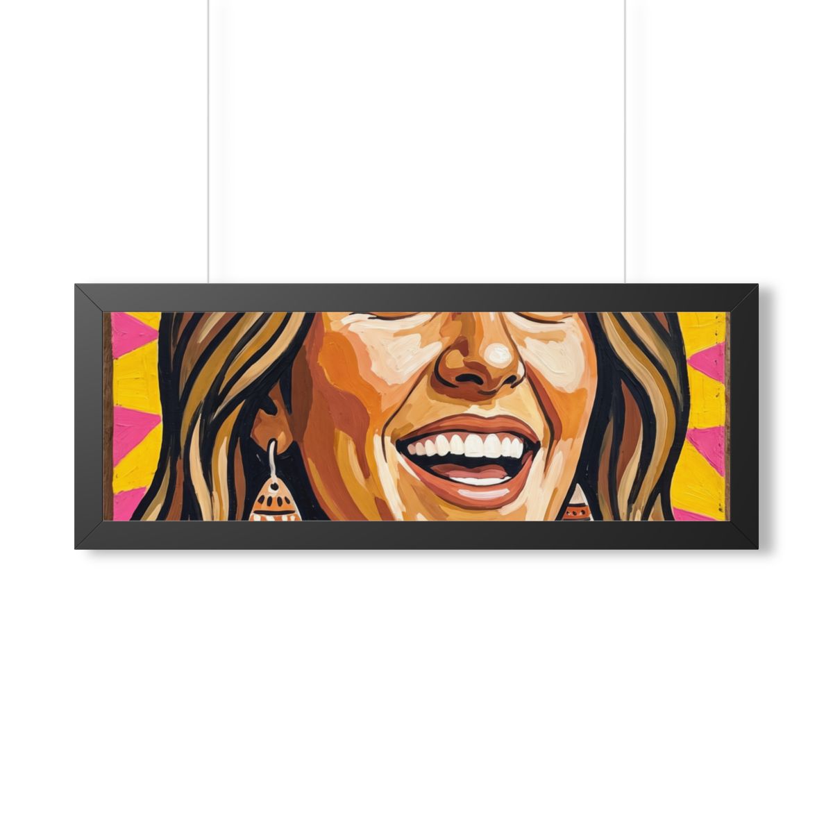 Framed Horizontal Poster - Radiant Joy Boho Pop Art Portrait...