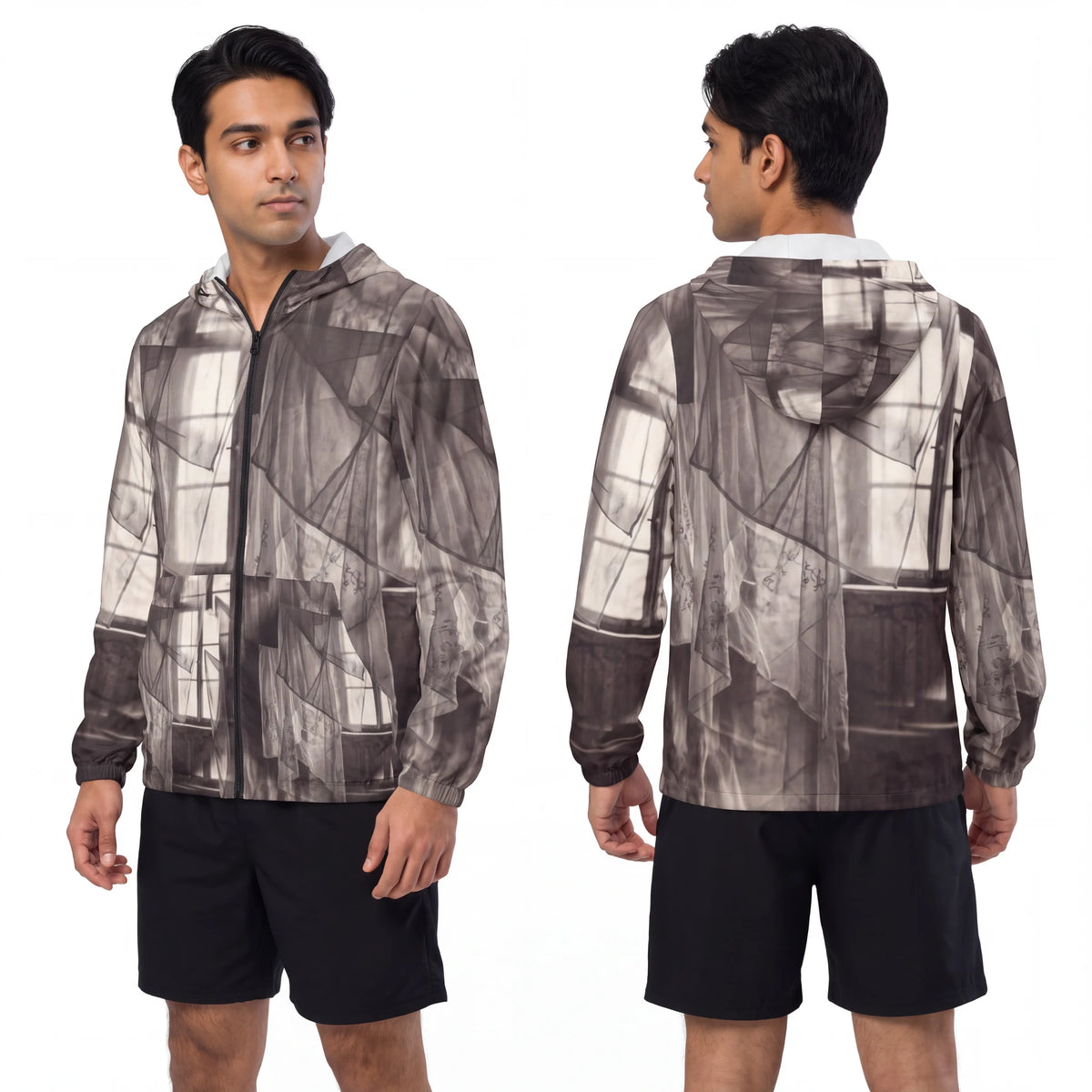 Men's Windbreaker Jacket - Spectral Veils | Echovira Gallery