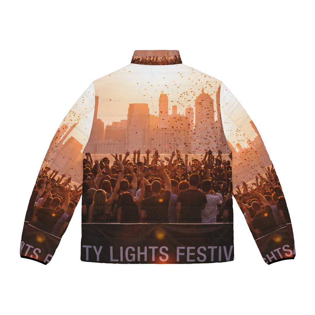 Men's Puffer Jacket - City Lights | Echovira Gallery