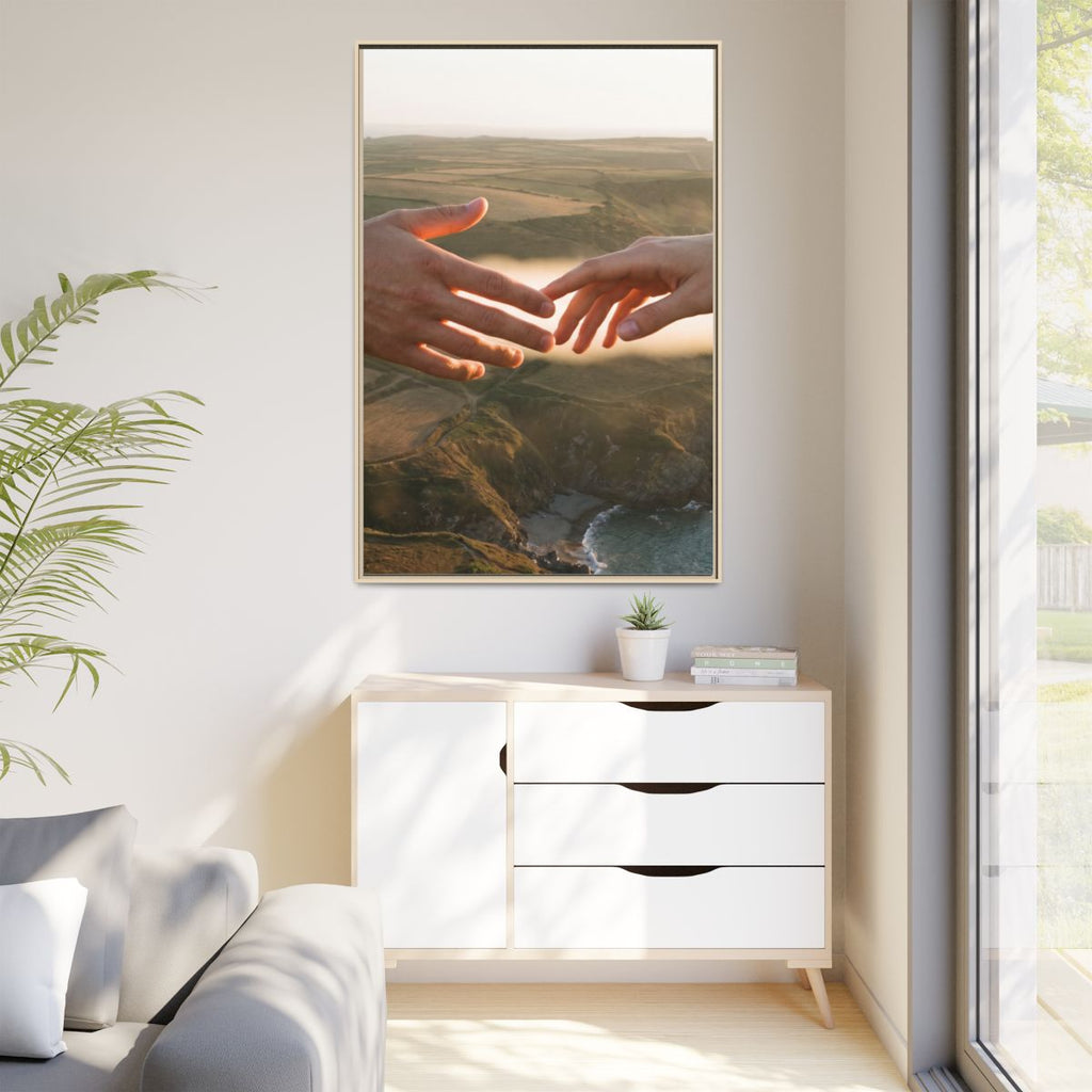 Matte Canvas, Framed - The Infinite Touch | Ethereal Coastal...