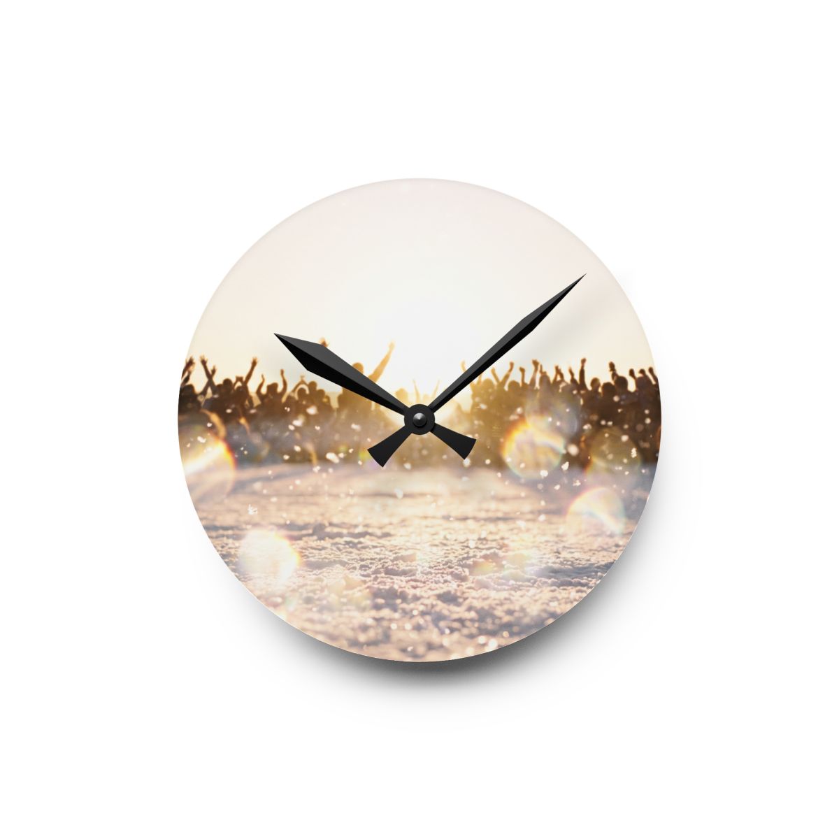 Golden Hour Crowd Celebration Acrylic Wall Clock