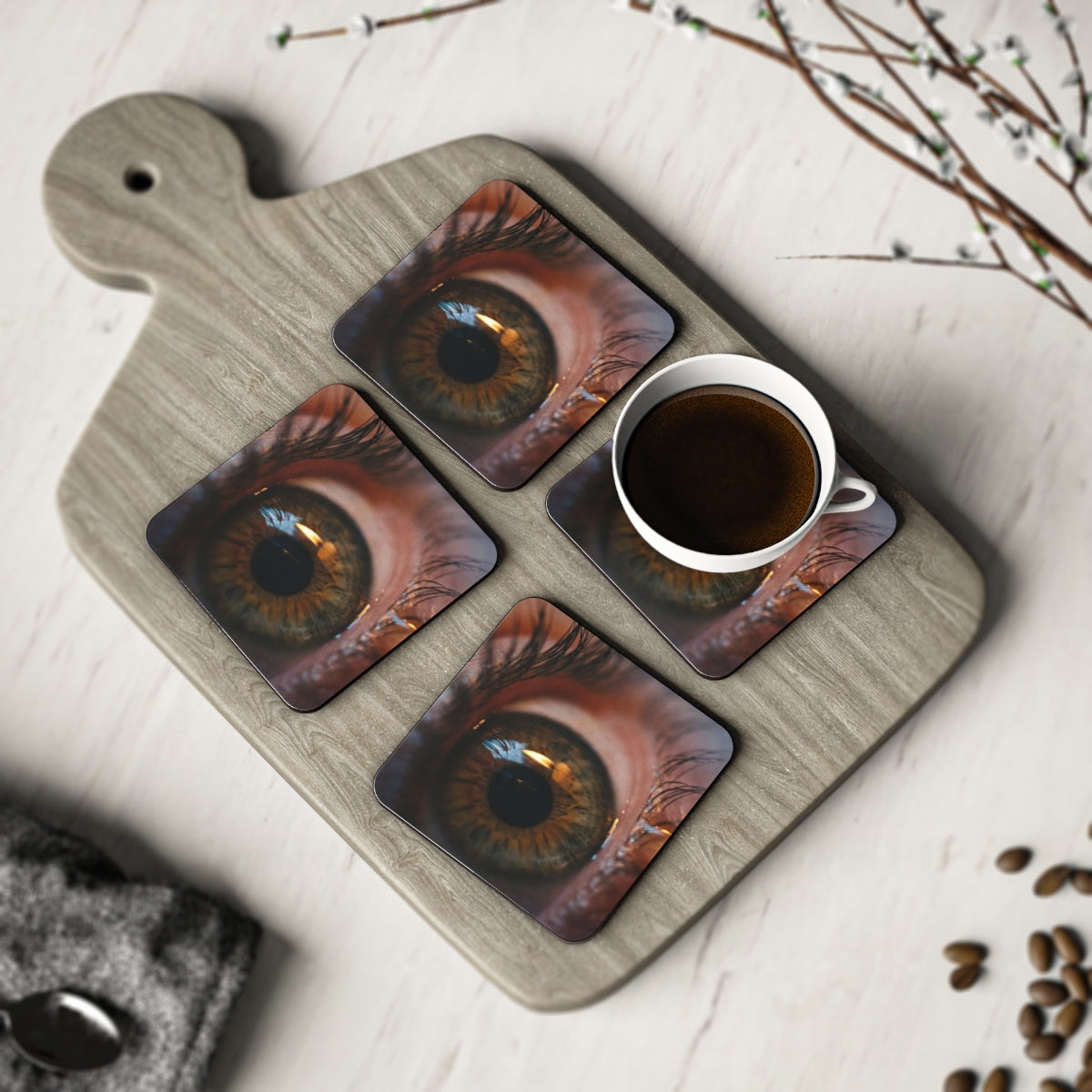 Coasters - Amber Iris Reflection Fine Art Print (1 & 4 pcs)...