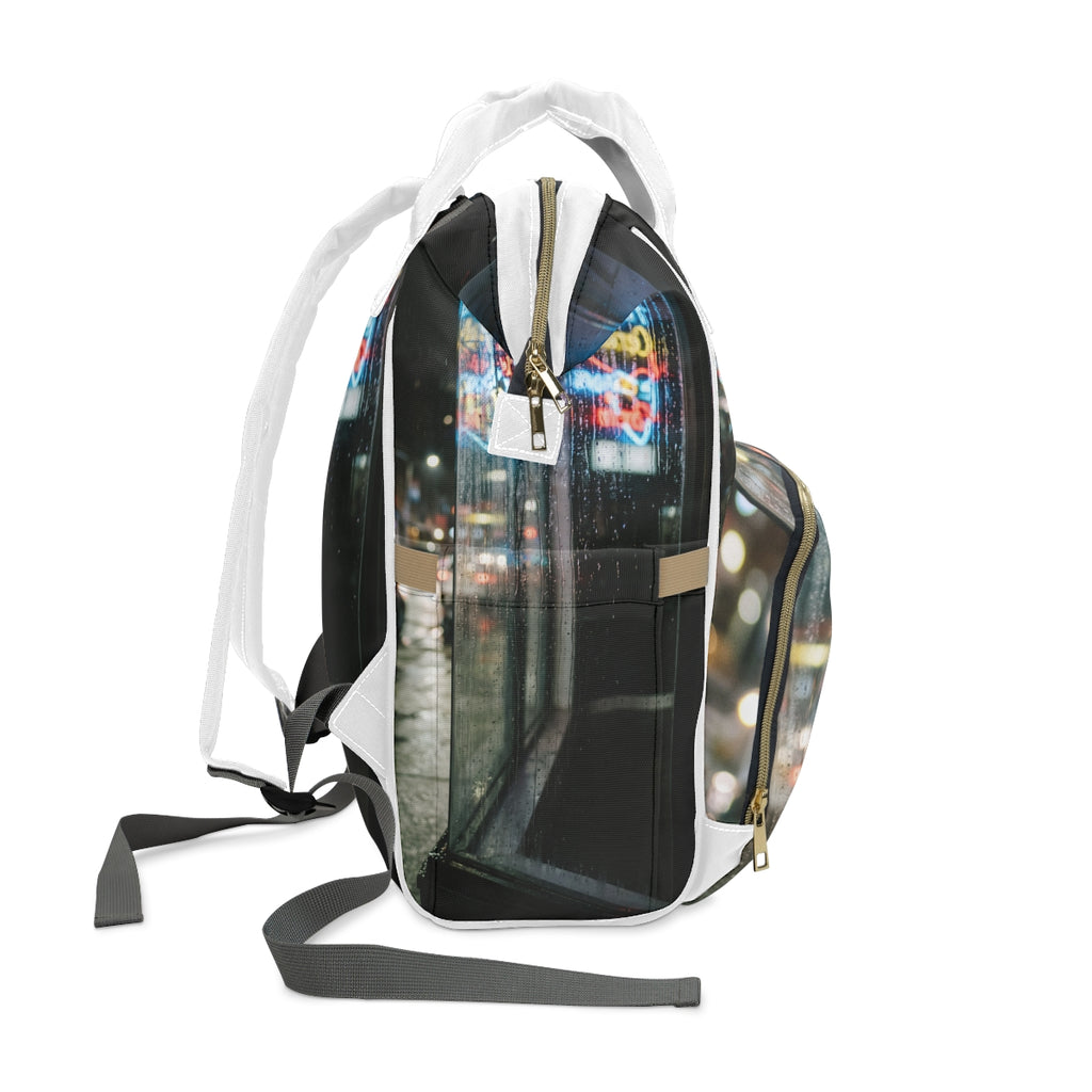 Neon Rain Phone Booth Diaper Backpack